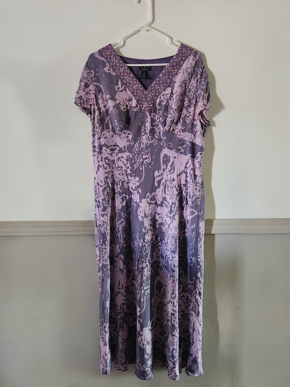 INC International Concepts Lavender and Purple Maxi Dress with V-Neck
